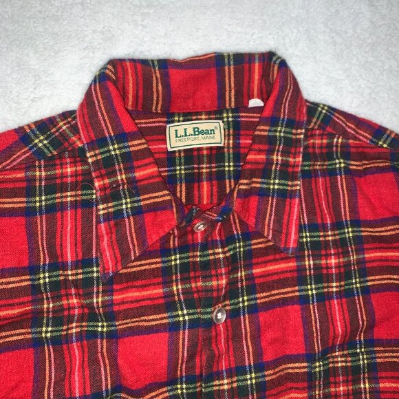 VTG LL Bean Shirt Womens Large (Long) Red Plaid Flannel Cozy Autumn Lumberjack - Picture 2 of 7